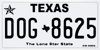 TX license plate DOG8625