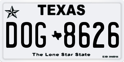 TX license plate DOG8626