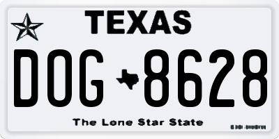 TX license plate DOG8628