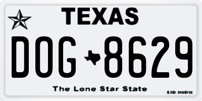 TX license plate DOG8629