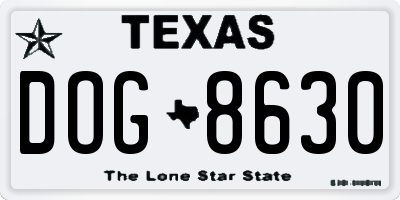 TX license plate DOG8630