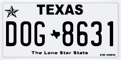 TX license plate DOG8631