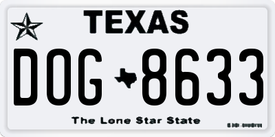 TX license plate DOG8633