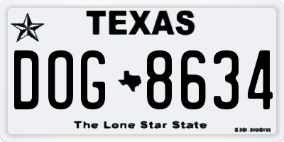 TX license plate DOG8634