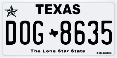TX license plate DOG8635