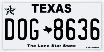 TX license plate DOG8636