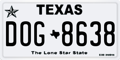 TX license plate DOG8638