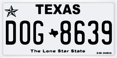 TX license plate DOG8639