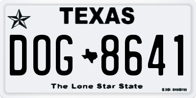 TX license plate DOG8641