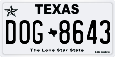 TX license plate DOG8643