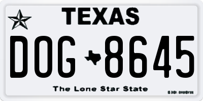 TX license plate DOG8645