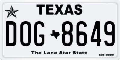 TX license plate DOG8649
