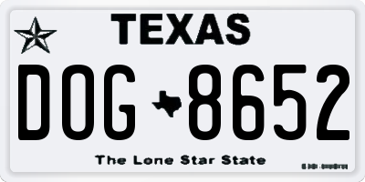 TX license plate DOG8652