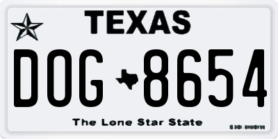 TX license plate DOG8654
