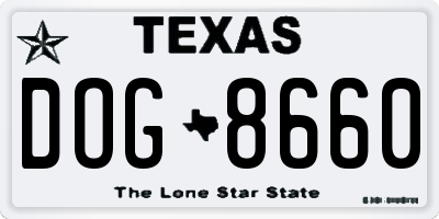 TX license plate DOG8660