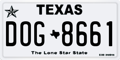TX license plate DOG8661
