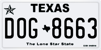 TX license plate DOG8663