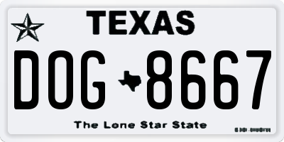 TX license plate DOG8667