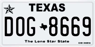 TX license plate DOG8669