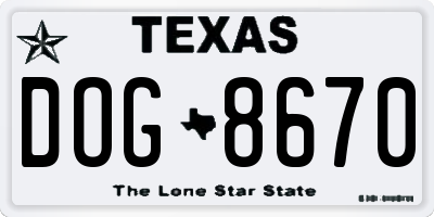 TX license plate DOG8670