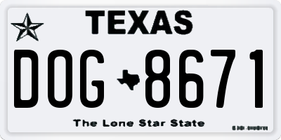 TX license plate DOG8671