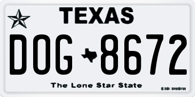 TX license plate DOG8672