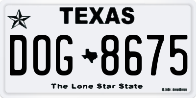 TX license plate DOG8675