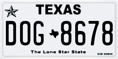 TX license plate DOG8678