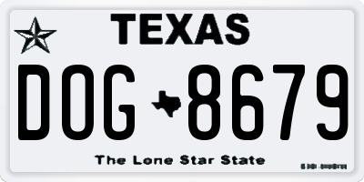 TX license plate DOG8679