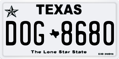 TX license plate DOG8680