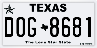 TX license plate DOG8681