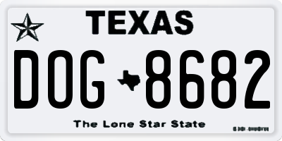 TX license plate DOG8682