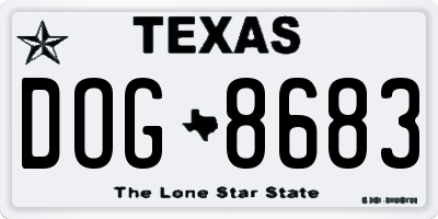 TX license plate DOG8683