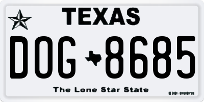 TX license plate DOG8685