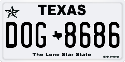 TX license plate DOG8686