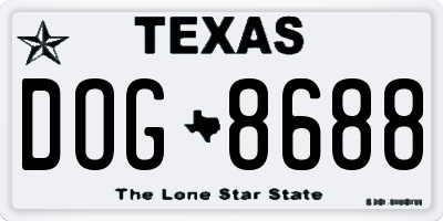 TX license plate DOG8688