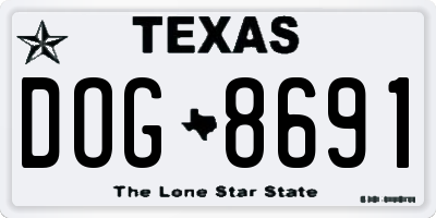 TX license plate DOG8691