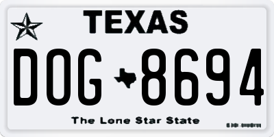 TX license plate DOG8694