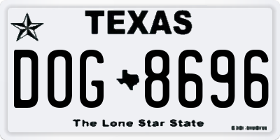 TX license plate DOG8696