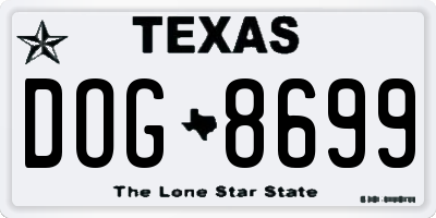 TX license plate DOG8699