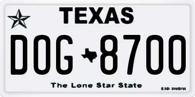 TX license plate DOG8700