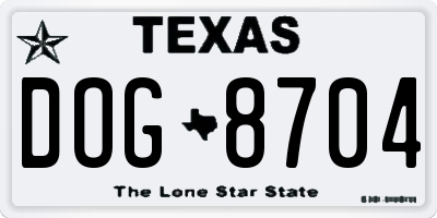 TX license plate DOG8704
