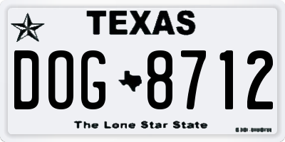 TX license plate DOG8712