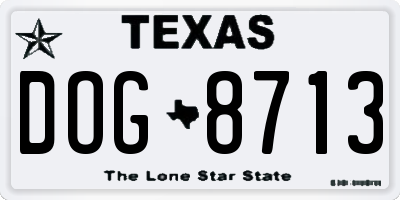 TX license plate DOG8713