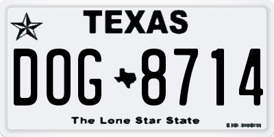 TX license plate DOG8714