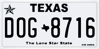 TX license plate DOG8716