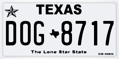 TX license plate DOG8717