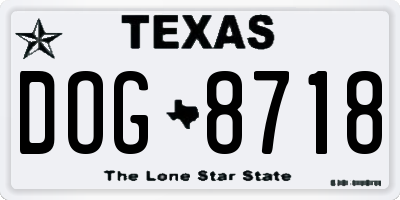 TX license plate DOG8718