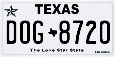 TX license plate DOG8720