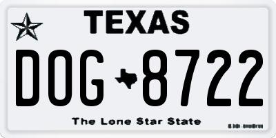 TX license plate DOG8722